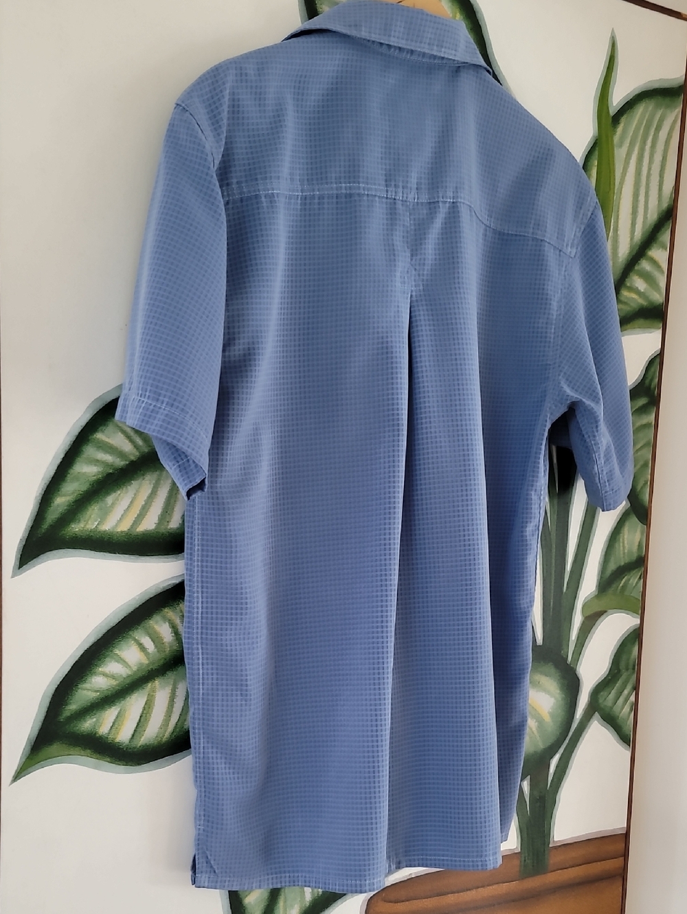 Bruno Sueded Microfiber Shirt Short Sleeve Button-Up Soft Blue Plaid Mens, Sz. M - Picture 7 of 11